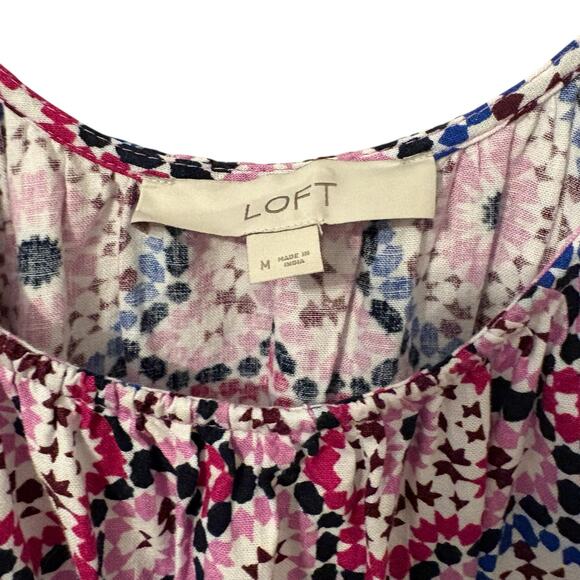 Ann Taylor Loft Linen & Viscose Blend Purple Geometric Print Maxi Dress M - Picture 3 of 6